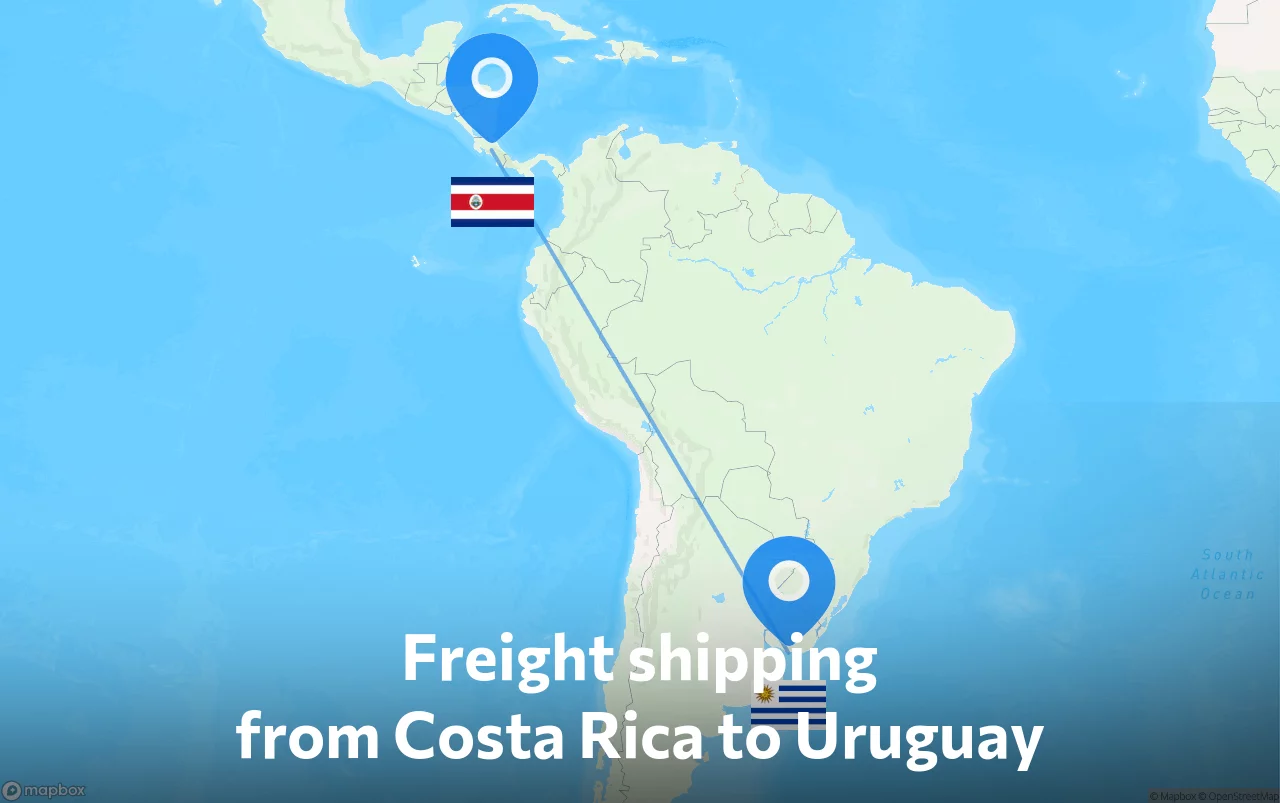 Shipping route from Costa Rica to Uruguay