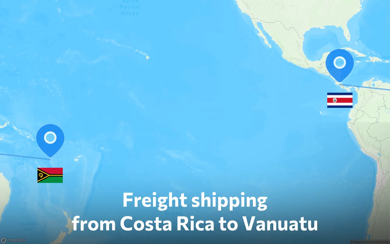 Shipping route from Costa Rica to Vanuatu