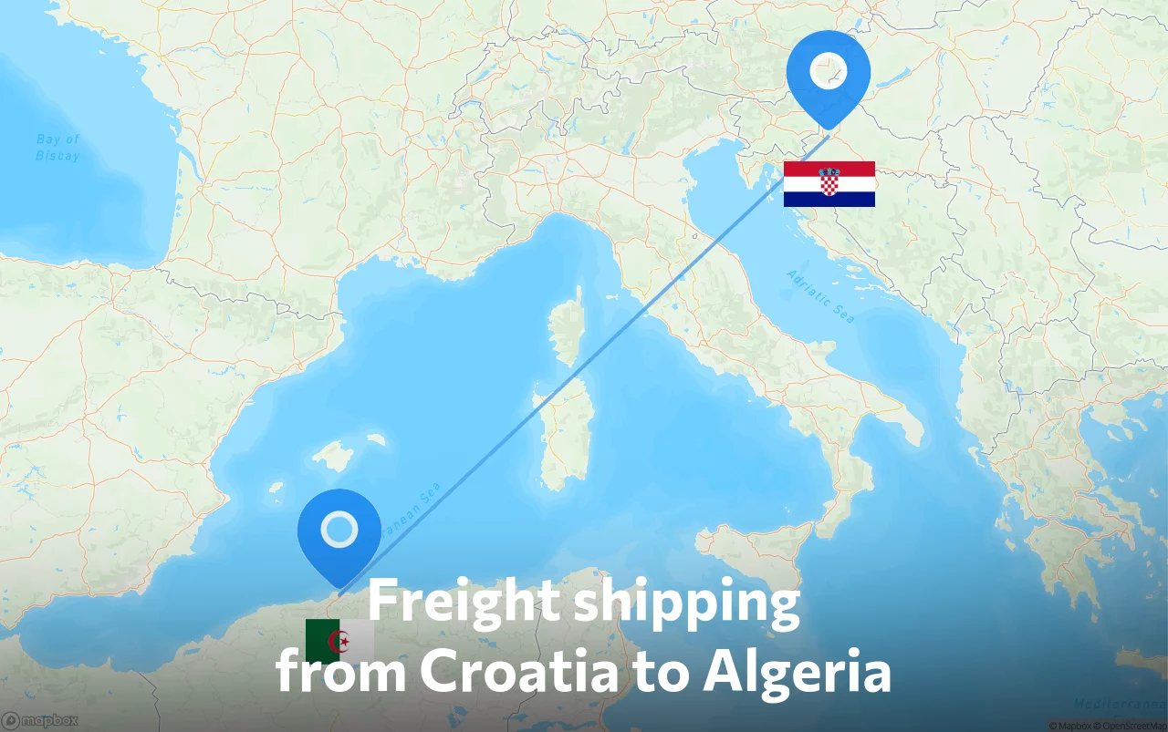 Shipping route from Croatia to Algeria