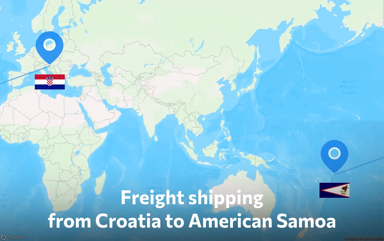 Shipping route from Croatia to American Samoa