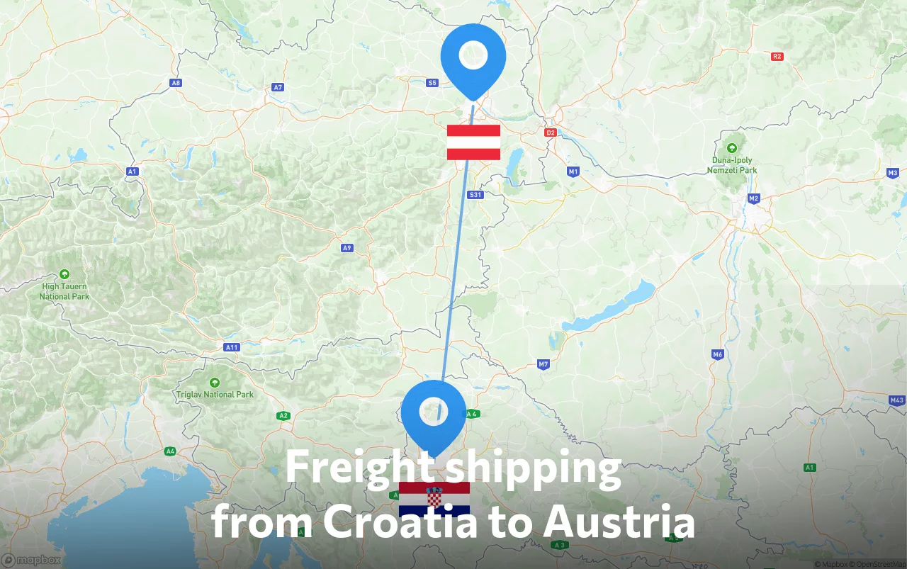 Shipping route from Croatia to Austria