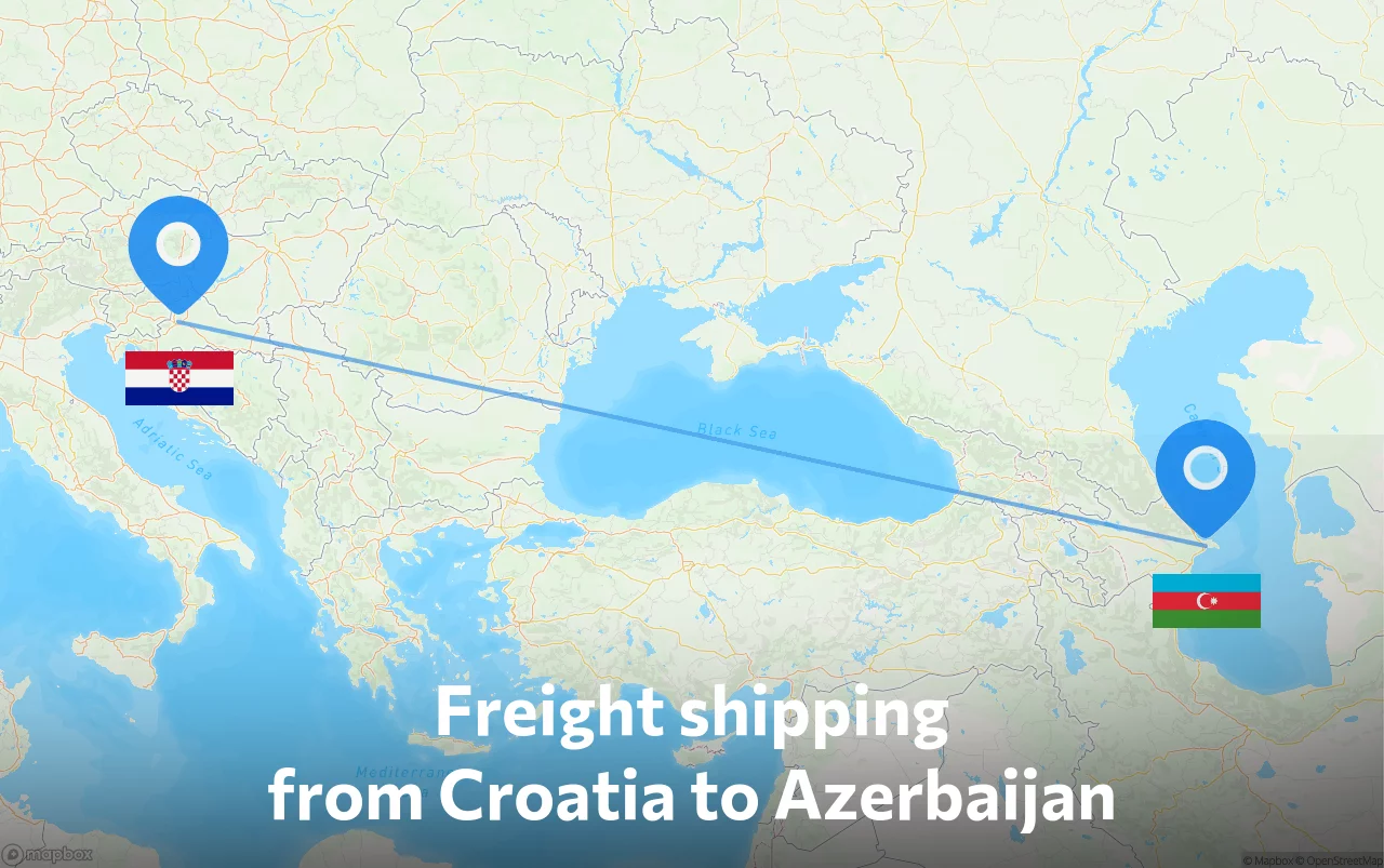 Shipping route from Croatia to Azerbaijan