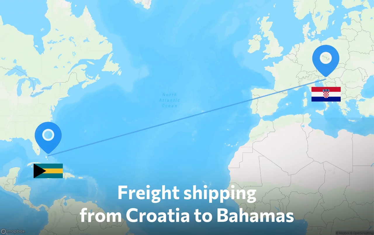 Shipping route from Croatia to Bahamas