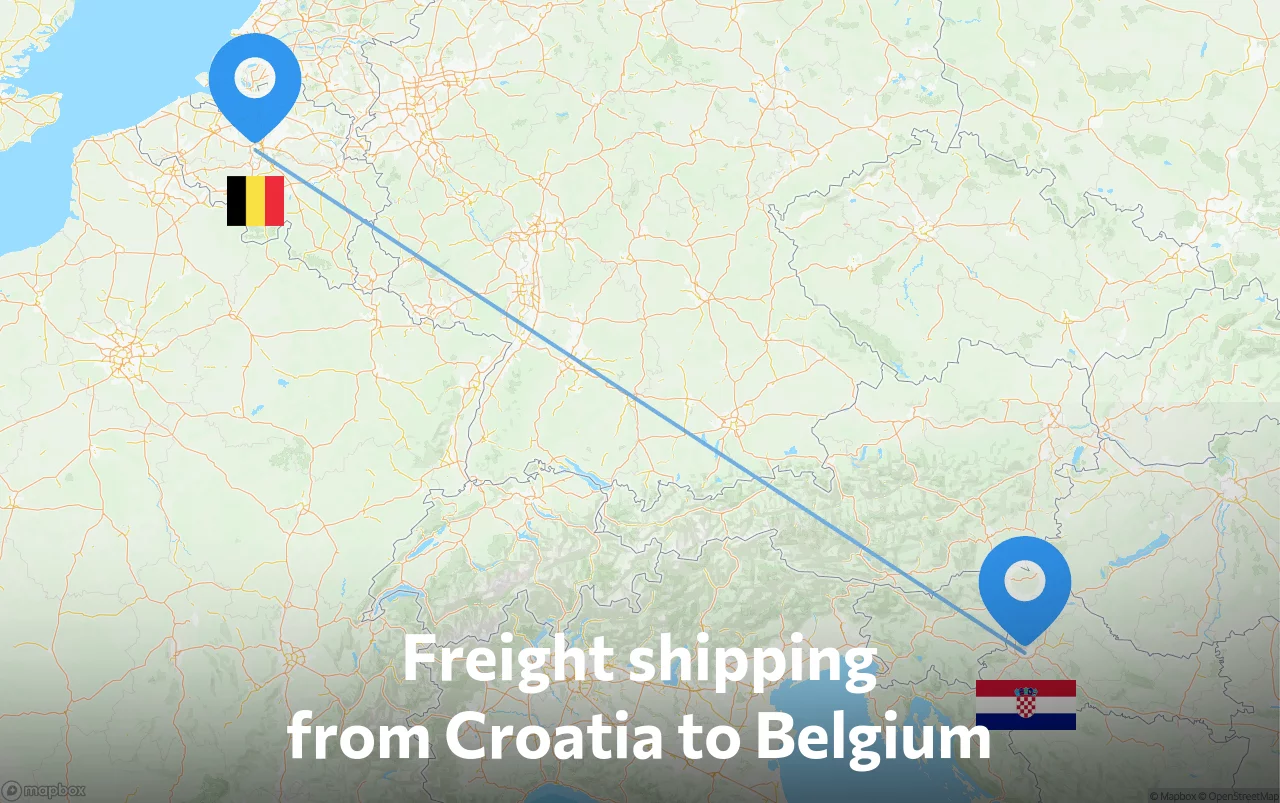 Shipping route from Croatia to Belgium