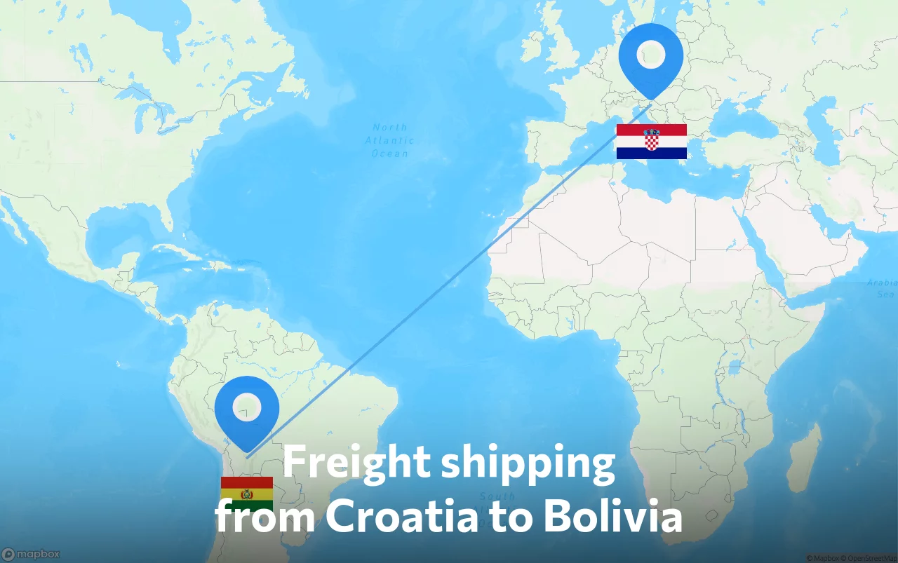 Shipping route from Croatia to Bolivia