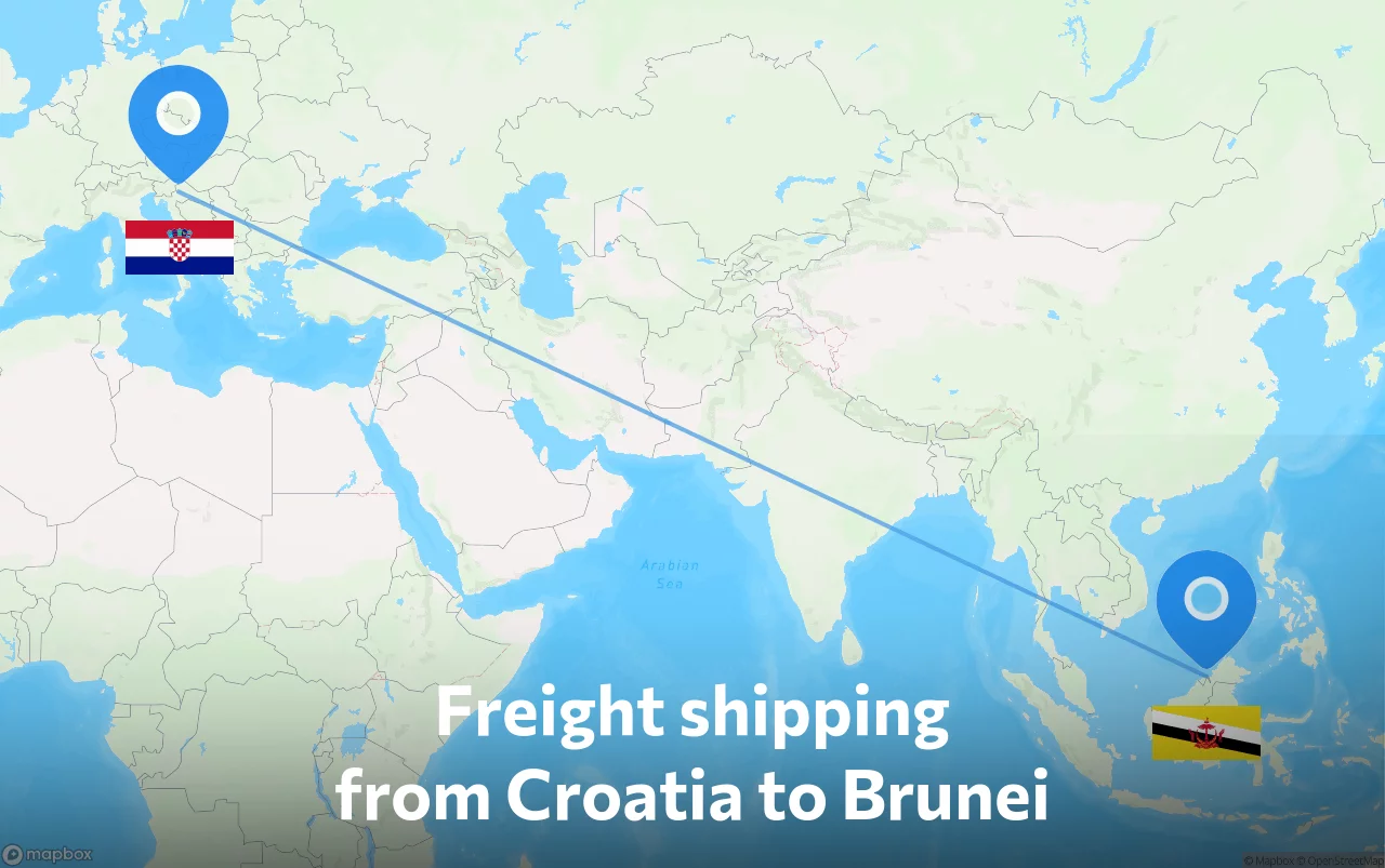 Shipping route from Croatia to Brunei
