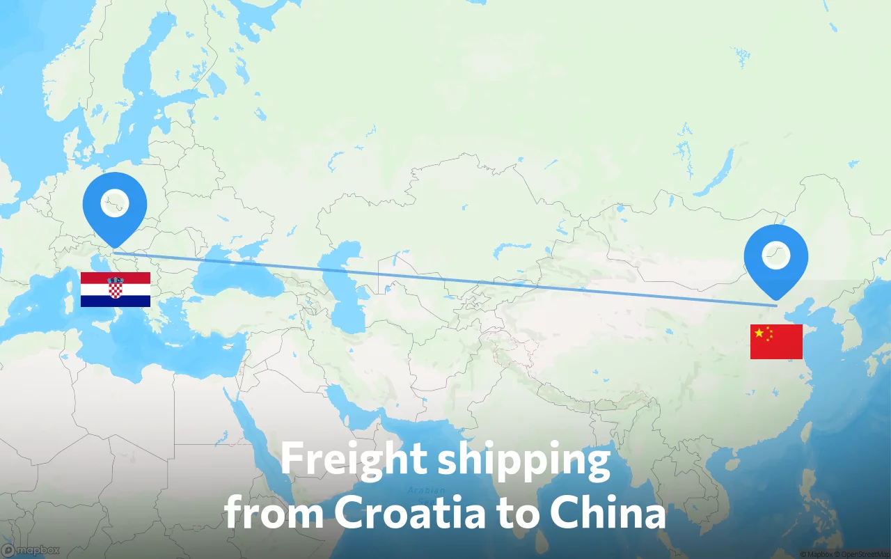 Shipping route from Croatia to China