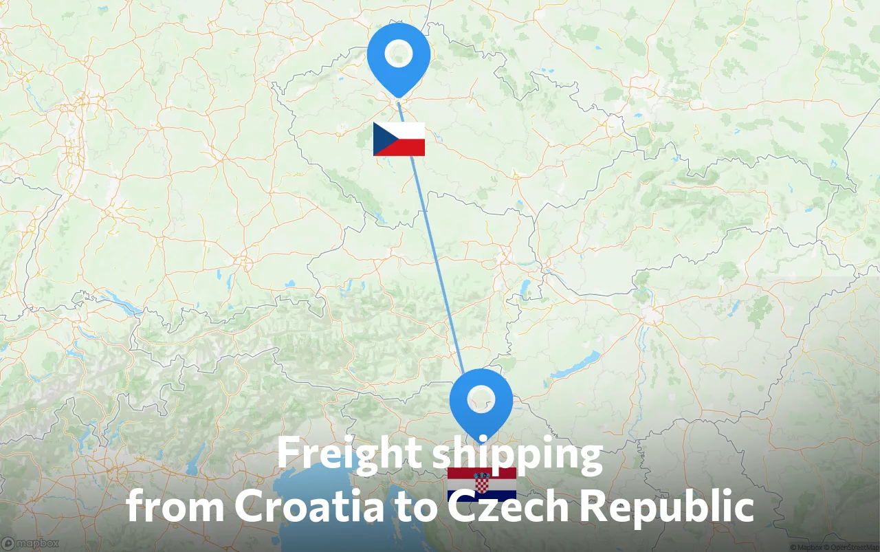 Shipping route from Croatia to Czech Republic