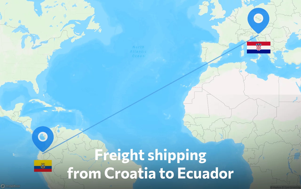 Shipping route from Croatia to Ecuador