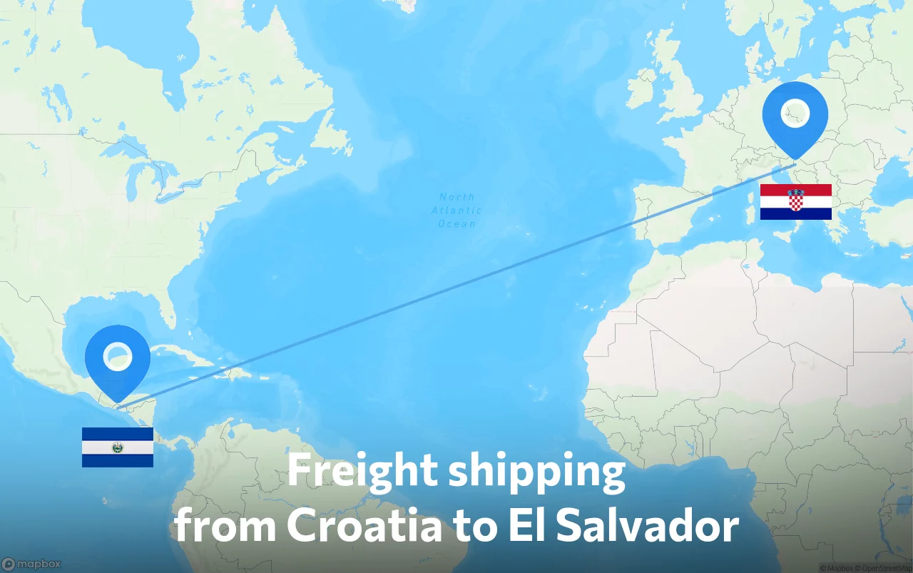 Shipping route from Croatia to El Salvador