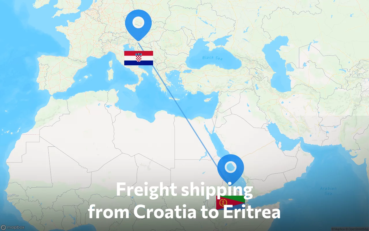 Shipping route from Croatia to Eritrea
