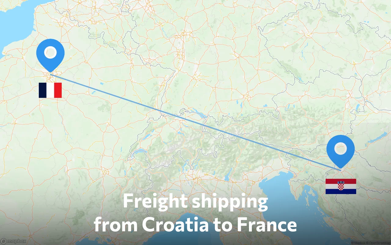 Shipping route from Croatia to France
