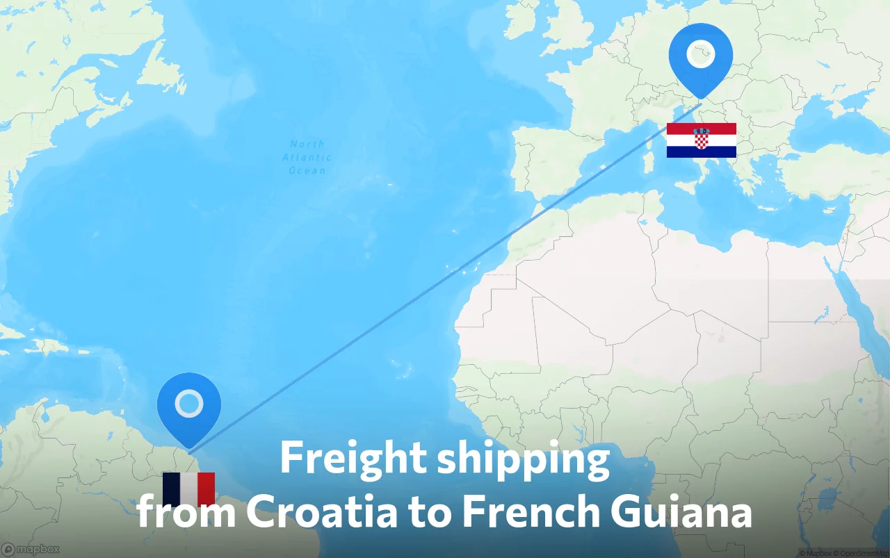 Shipping route from Croatia to French Guiana
