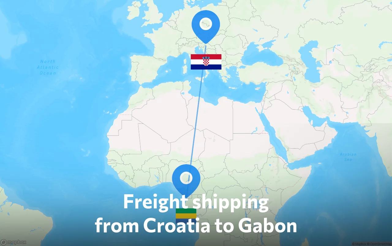 Shipping route from Croatia to Gabon