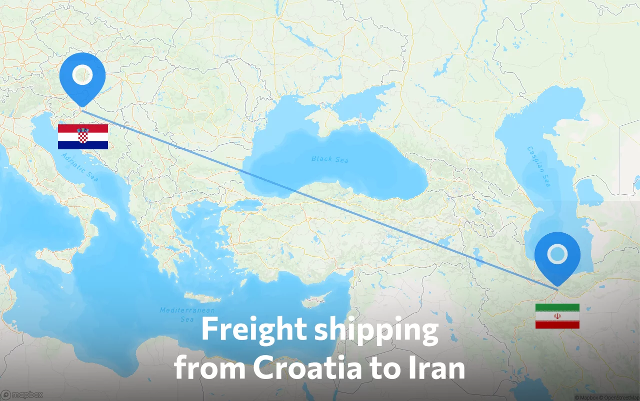 Shipping route from Croatia to Iran