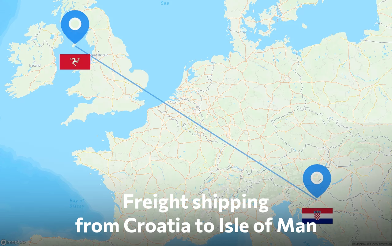 Shipping route from Croatia to Isle of Man