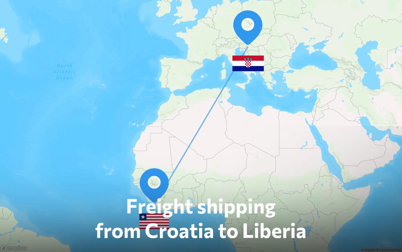 Shipping route from Croatia to Liberia