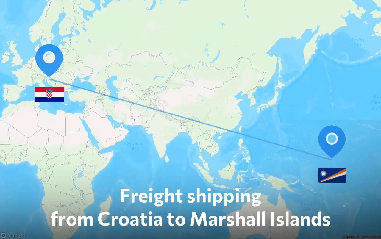 Shipping route from Croatia to Marshall Islands
