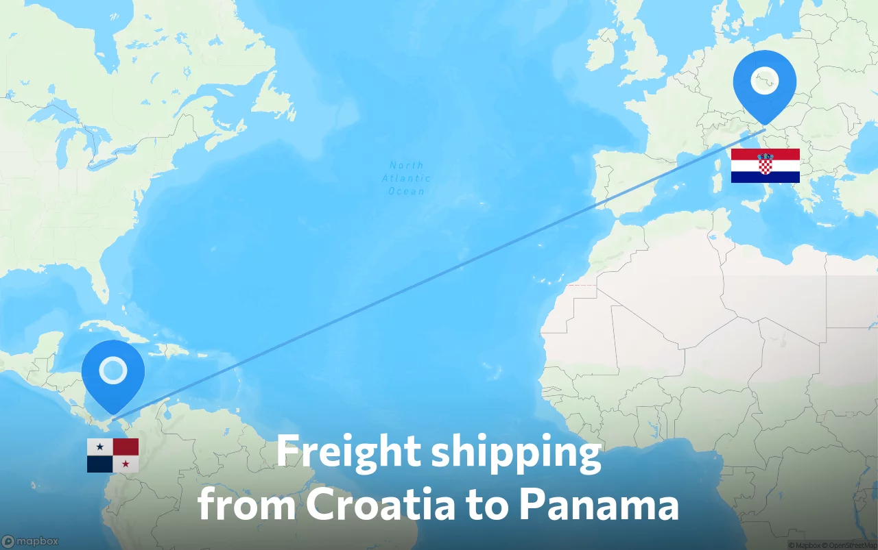 Shipping route from Croatia to Panama