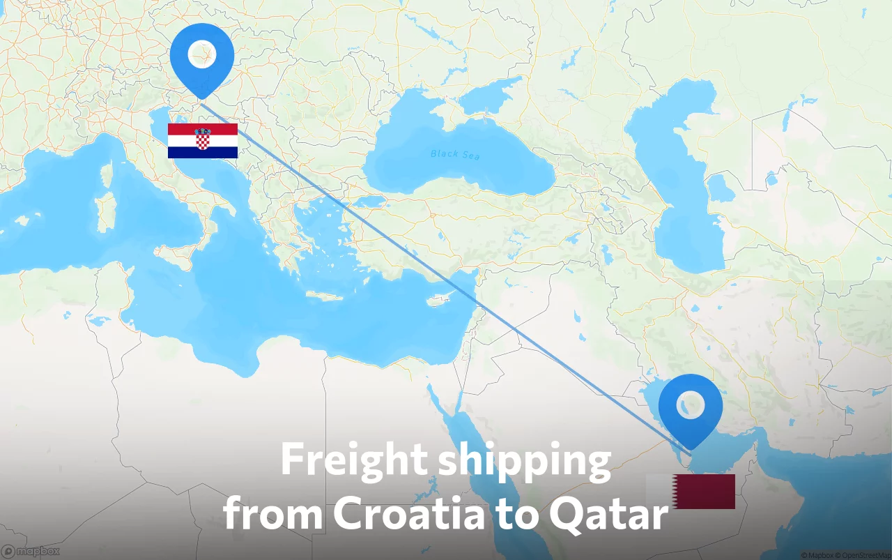 Shipping route from Croatia to Qatar