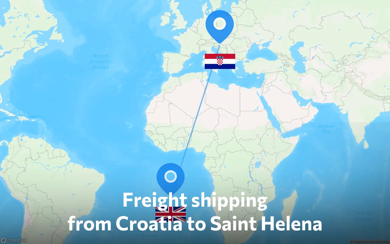 Shipping route from Croatia to Saint Helena