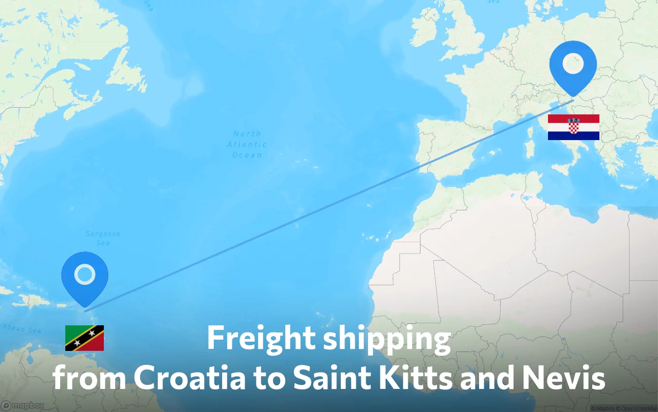 Shipping route from Croatia to Saint Kitts and Nevis