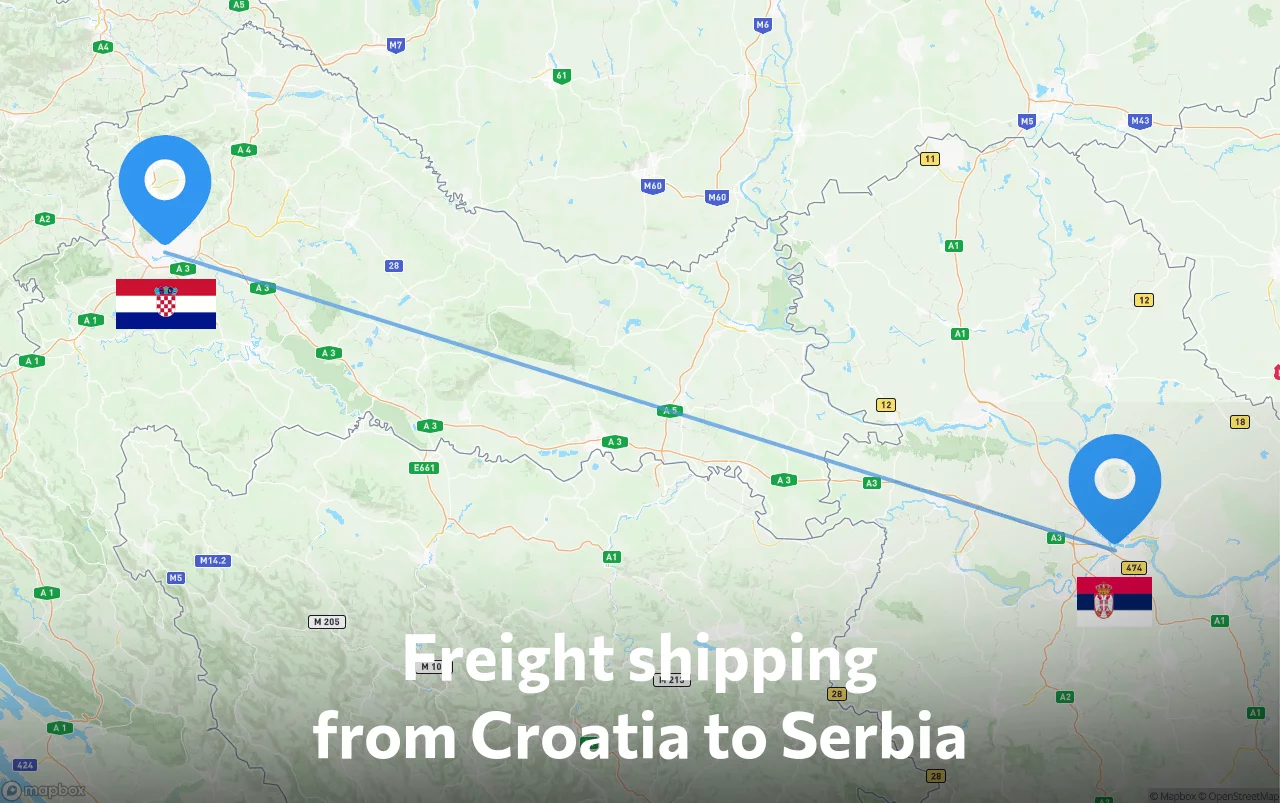 Shipping route from Croatia to Serbia