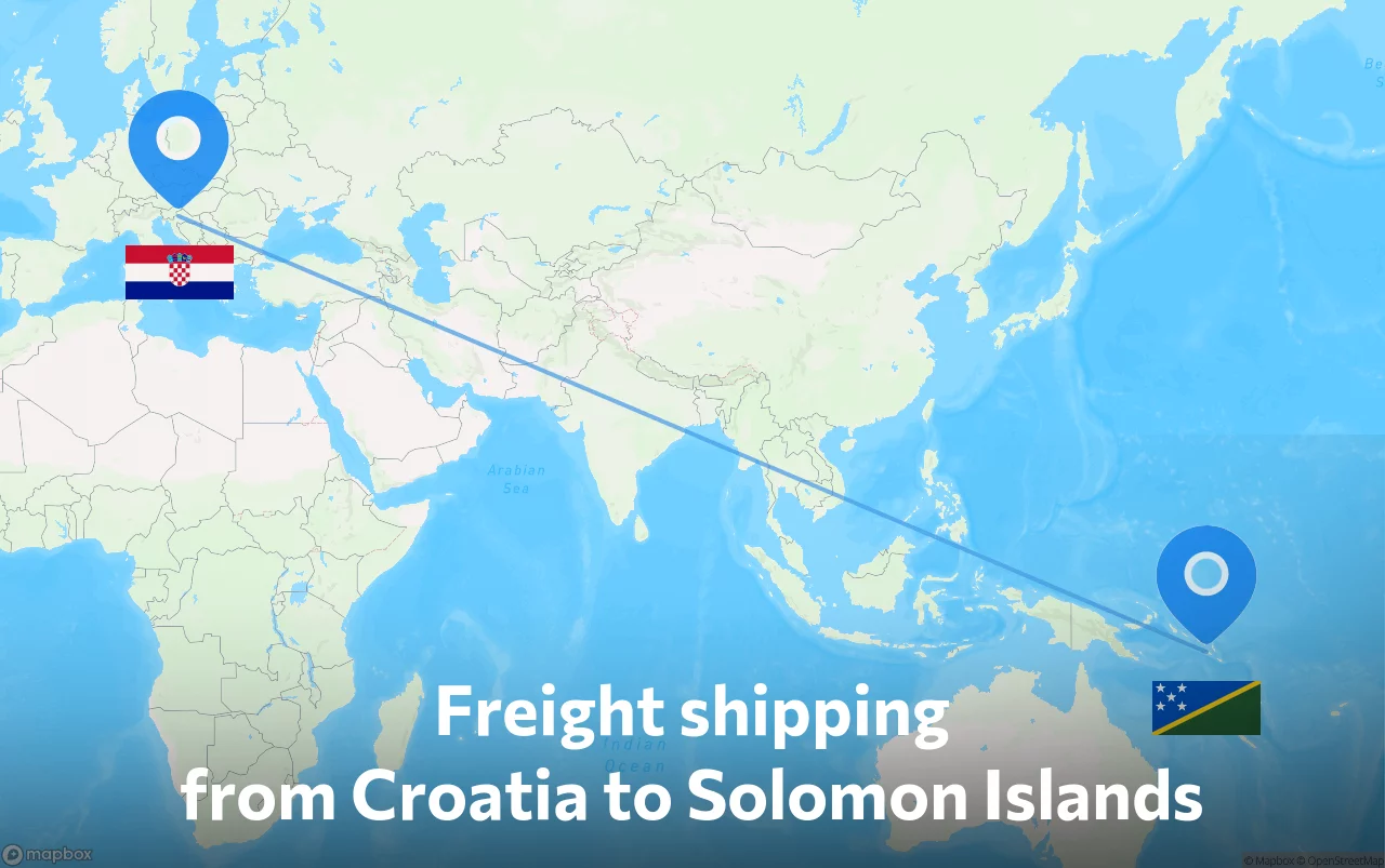 Shipping route from Croatia to Solomon Islands