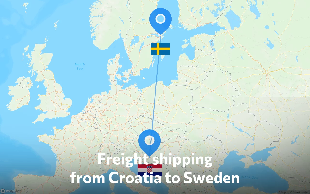 Shipping route from Croatia to Sweden