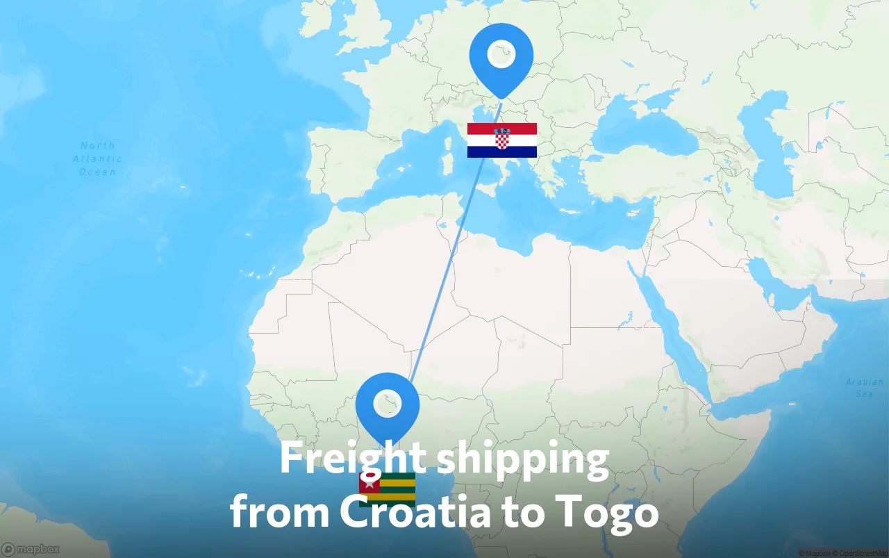 Shipping route from Croatia to Togo