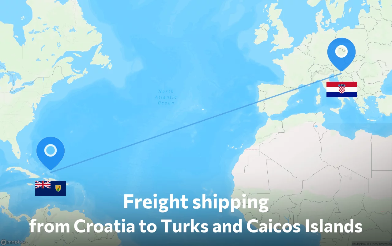Shipping route from Croatia to Turks and Caicos Islands