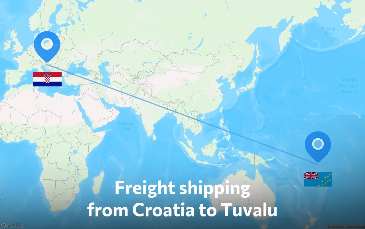 Shipping route from Croatia to Tuvalu