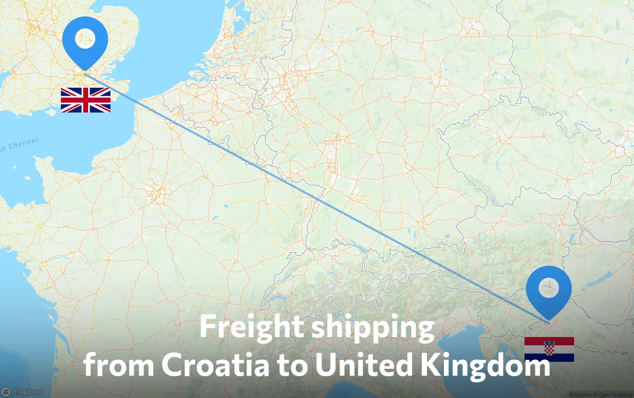 Shipping route from Croatia to United Kingdom