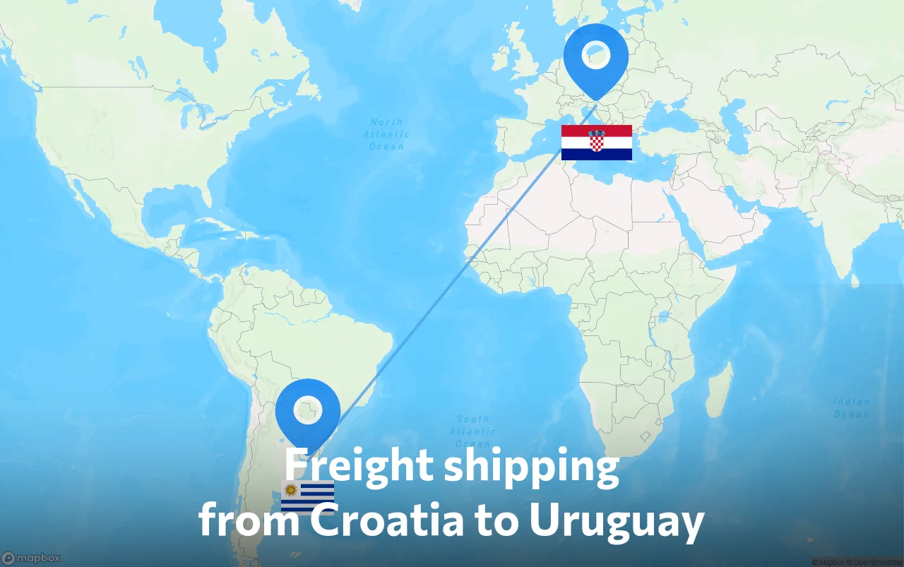 Shipping route from Croatia to Uruguay