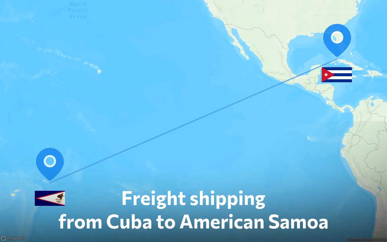 Shipping route from Cuba to American Samoa