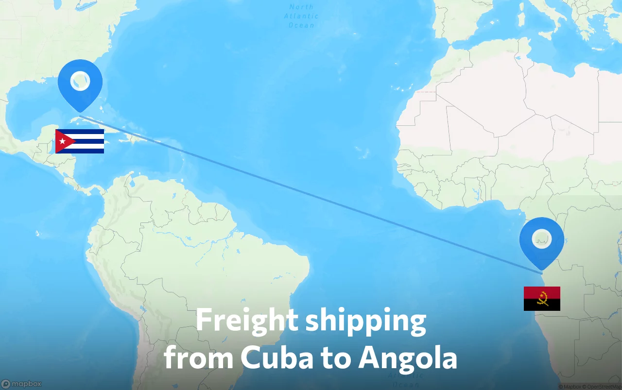 Shipping route from Cuba to Angola