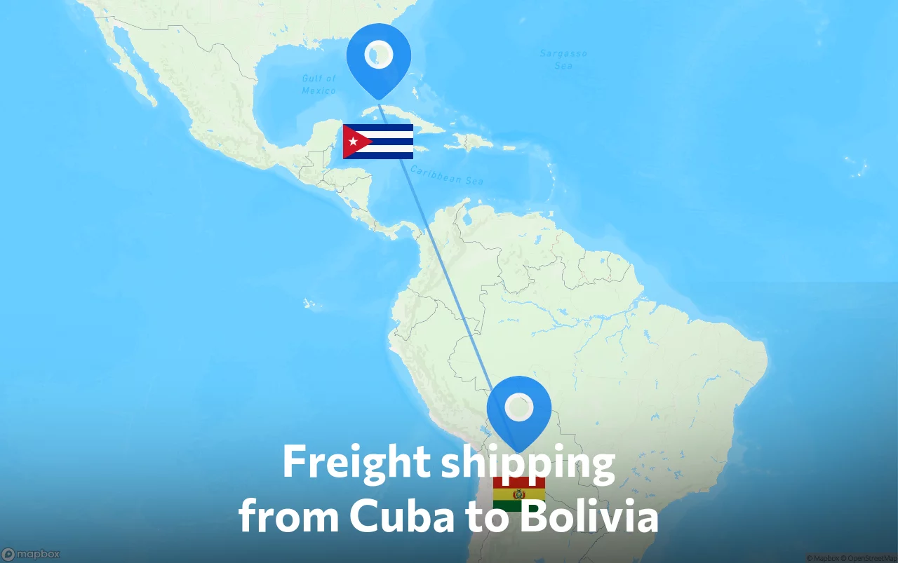Shipping route from Cuba to Bolivia