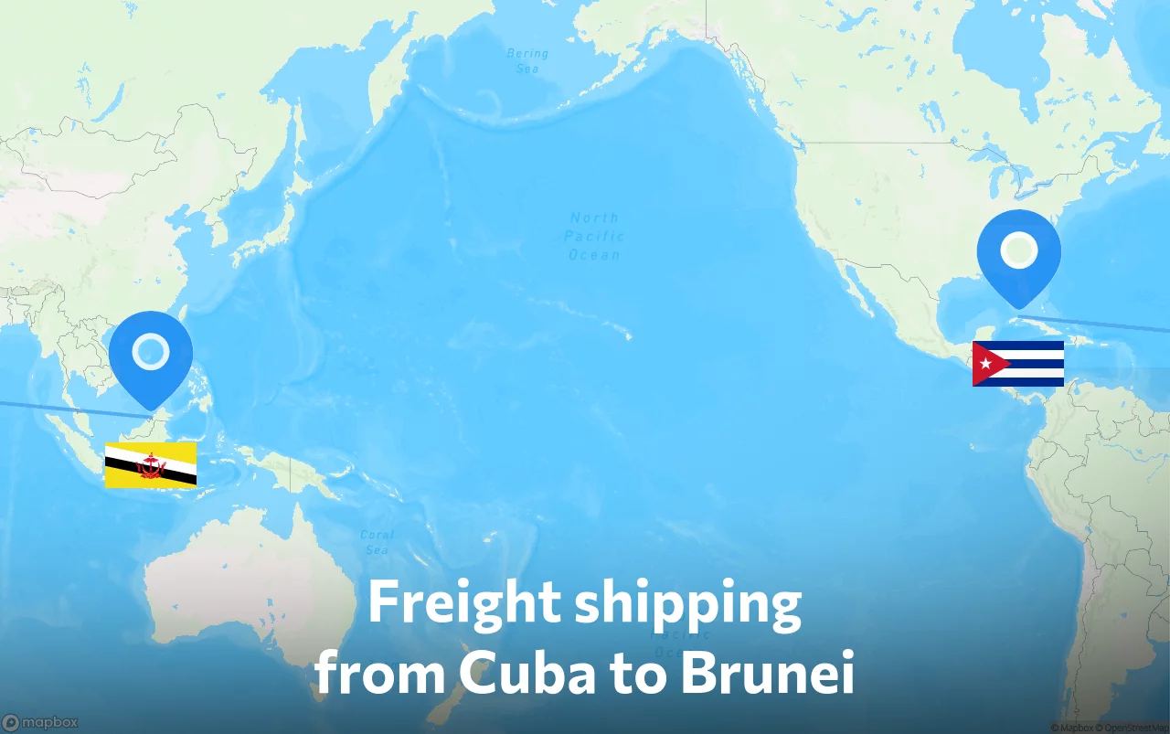 Shipping route from Cuba to Brunei