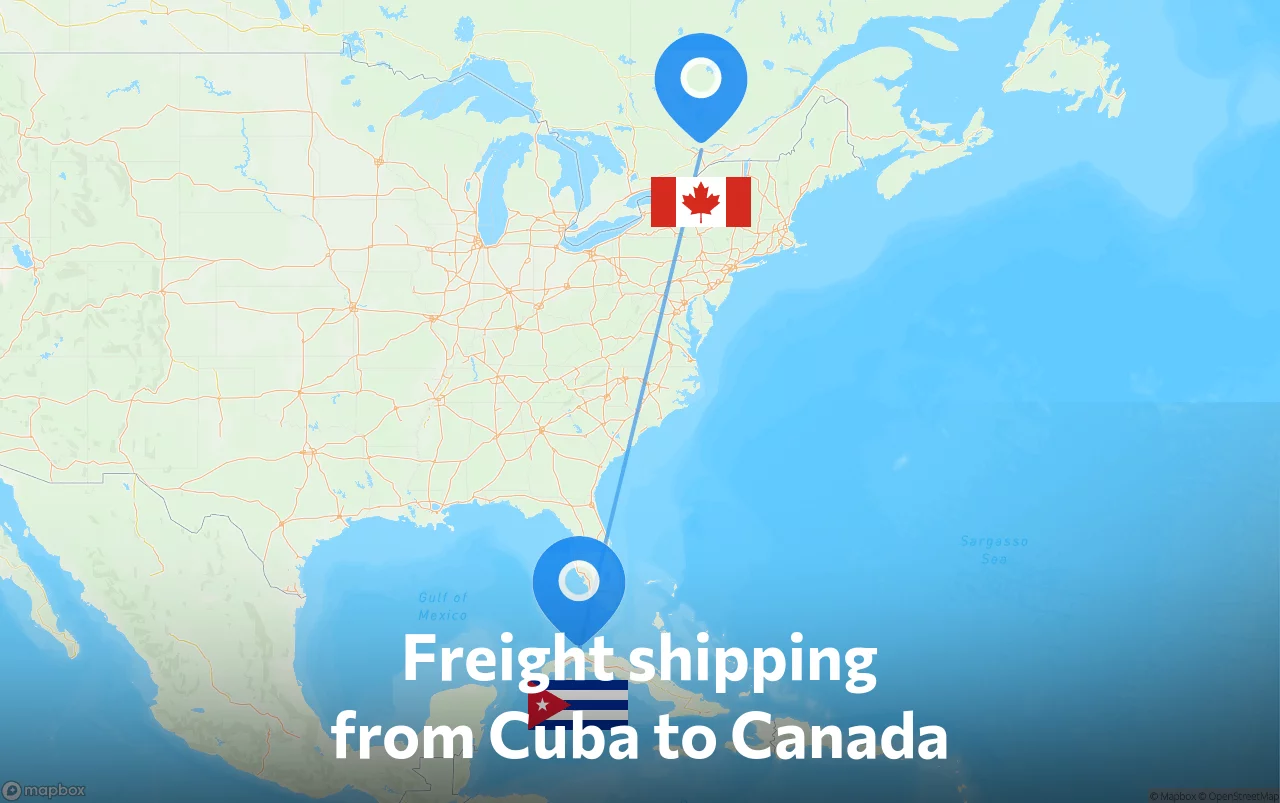 Shipping route from Cuba to Canada