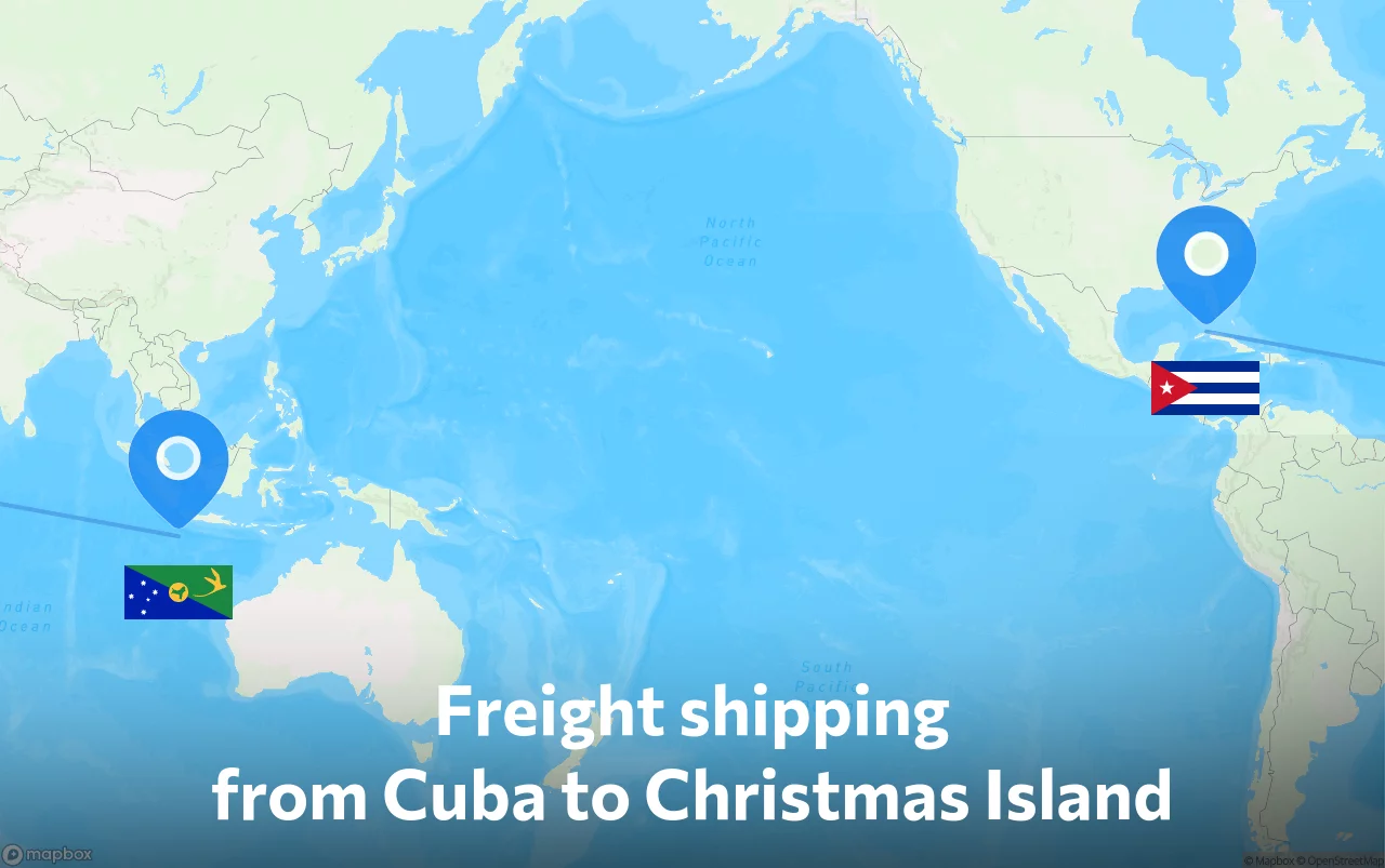 Shipping route from Cuba to Christmas Island