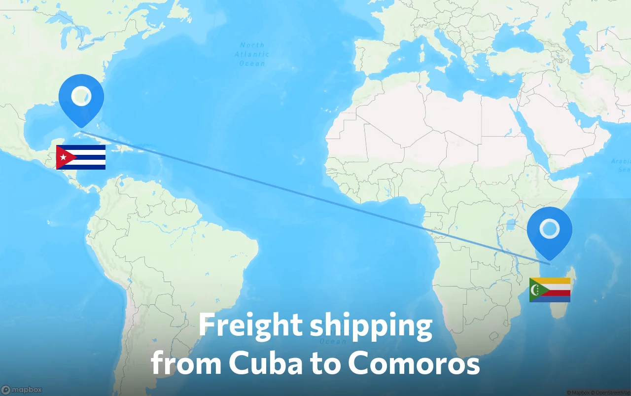 Shipping route from Cuba to Comoros