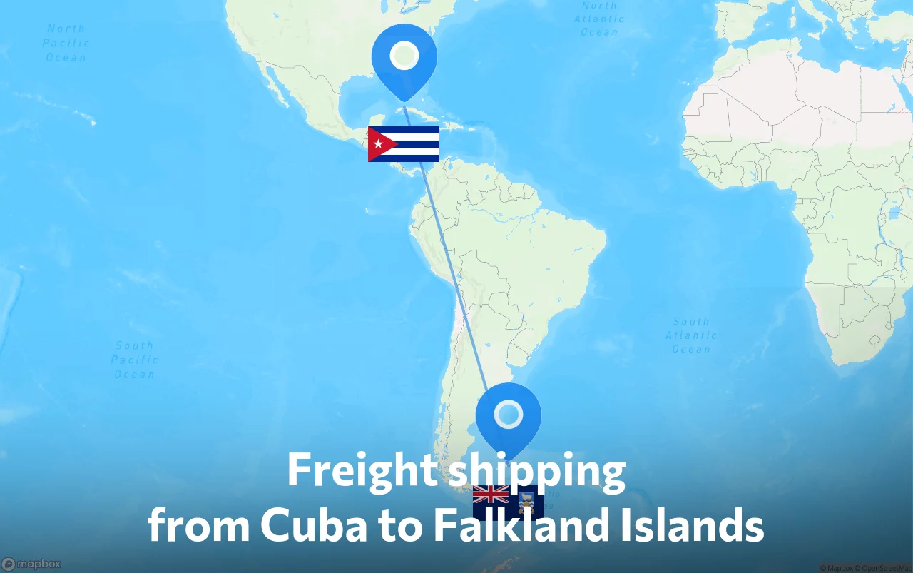 Shipping route from Cuba to Falkland Islands