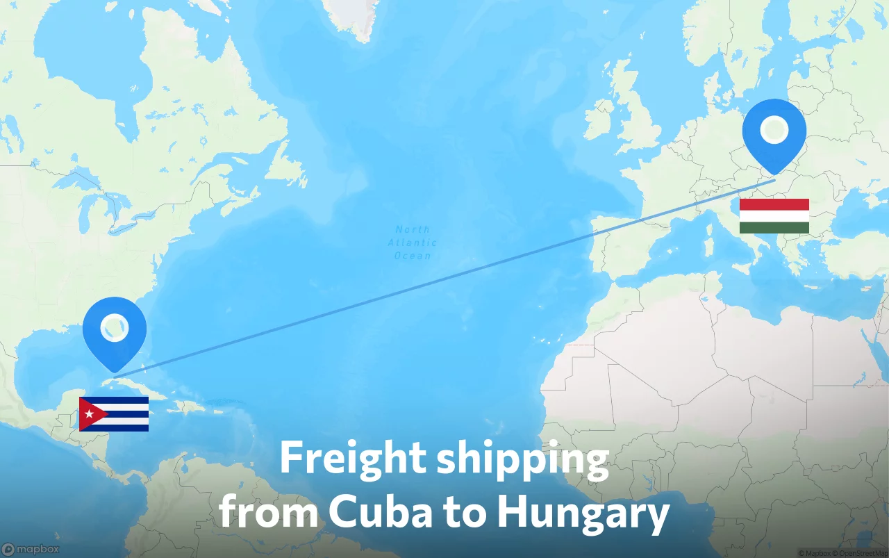 Shipping route from Cuba to Hungary
