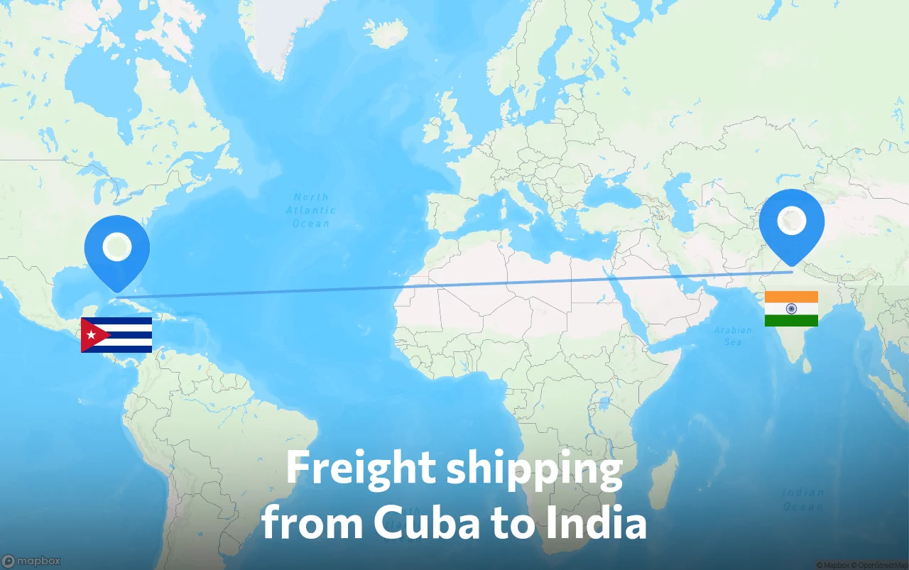 Shipping route from Cuba to India