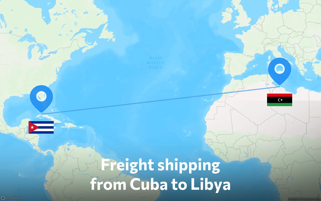 Shipping route from Cuba to Libya