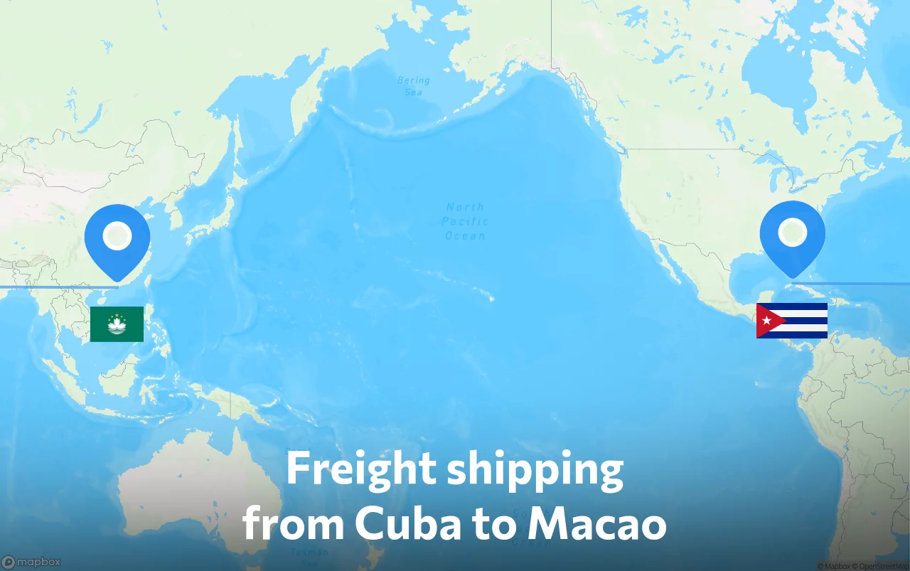 Shipping route from Cuba to Macao