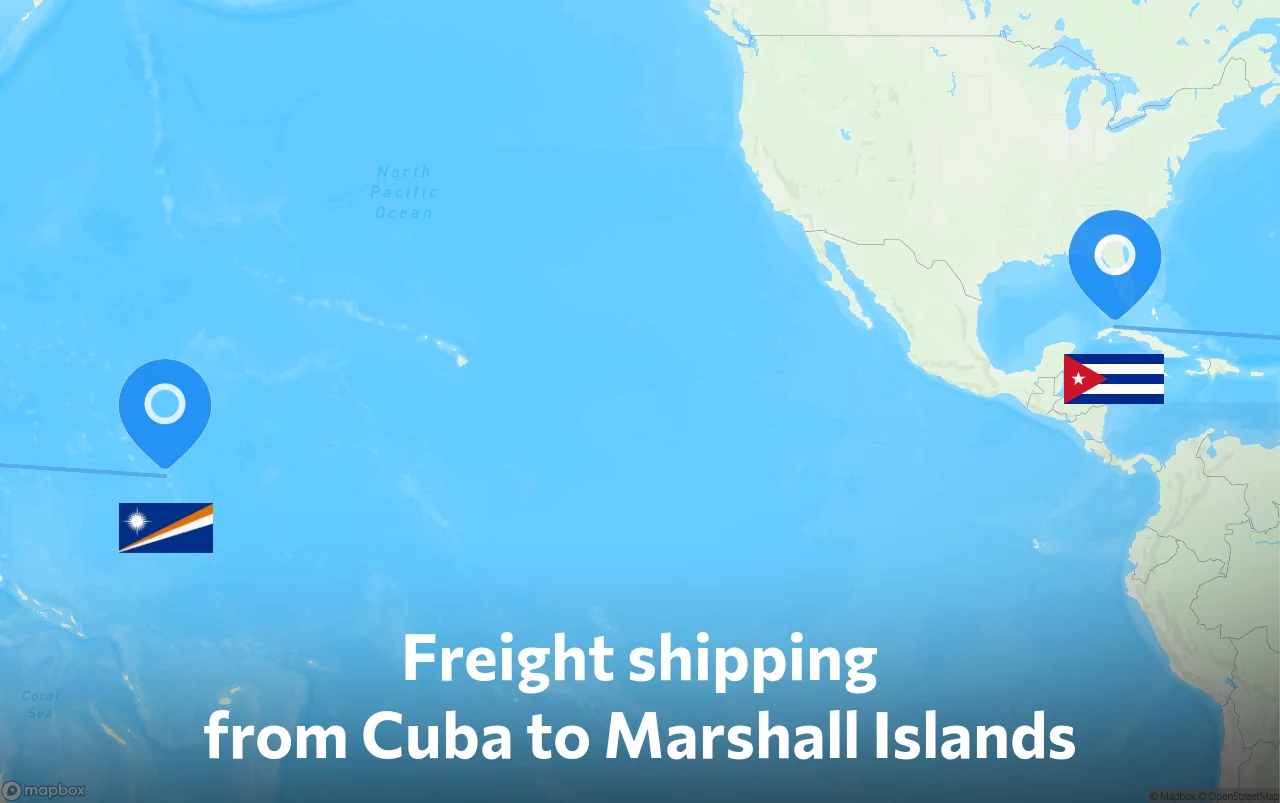 Shipping route from Cuba to Marshall Islands