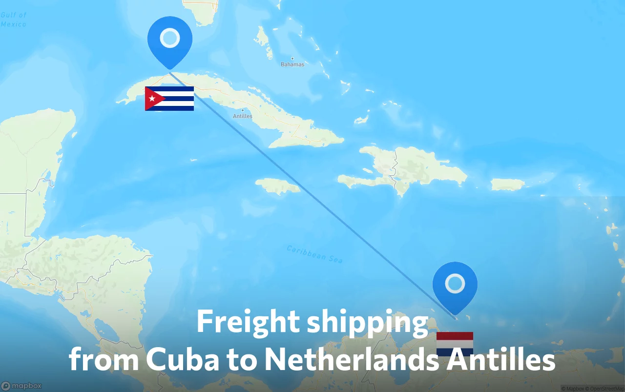 Shipping route from Cuba to Netherlands Antilles