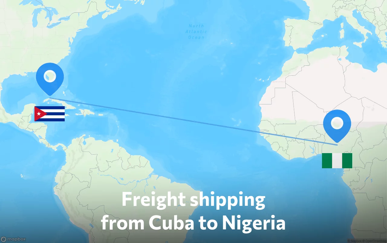 Shipping route from Cuba to Nigeria