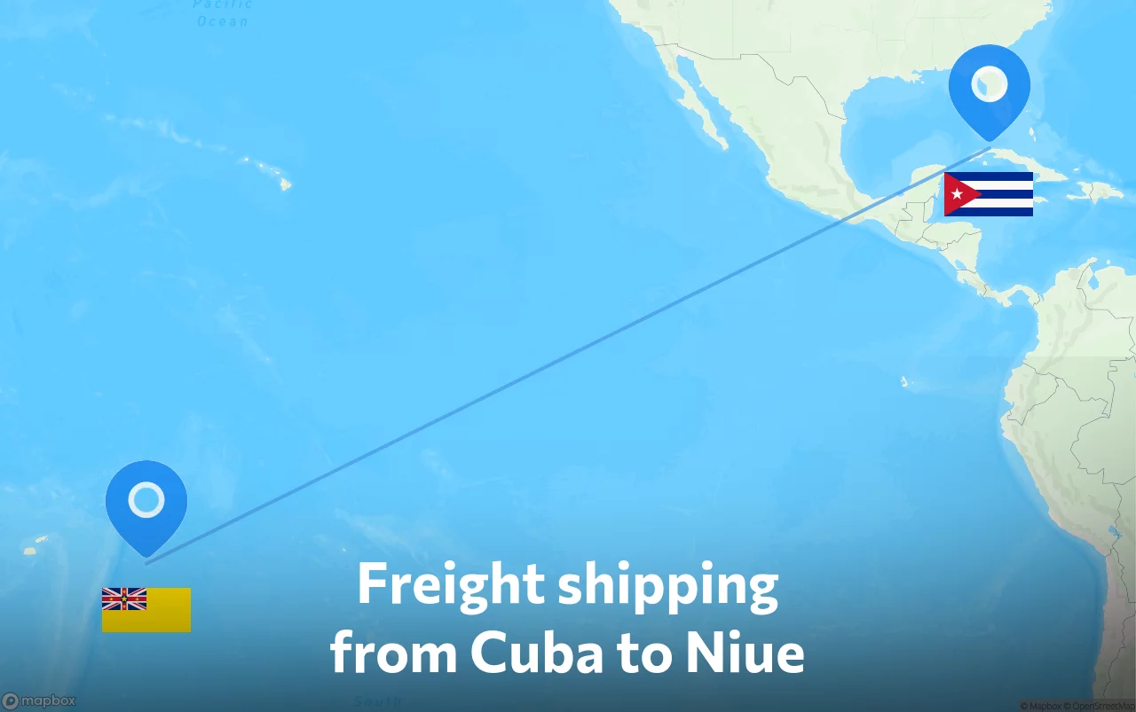 Shipping route from Cuba to Niue